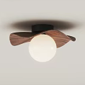 Modern Walnut Wooden Ceiling Light with White Globe Bulb and Stylish Design