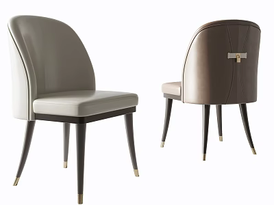 Modern Leather Single Chair With Elegant Curved Back Black Legs And Gold Accents 3d model