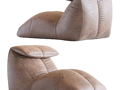 Brown Leather Bean Bag Chair Modern Comfortable Lounge Furniture For Living Room 3d model