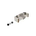 Stylish Multi Seater Sofa with Wooden Armrests Throw Pillows and Blanket in Gray Beige Black