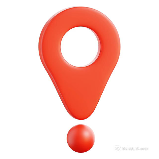 Red Location Pin Shaped Ornament Decor Set With Small Sphere Accent 3d model