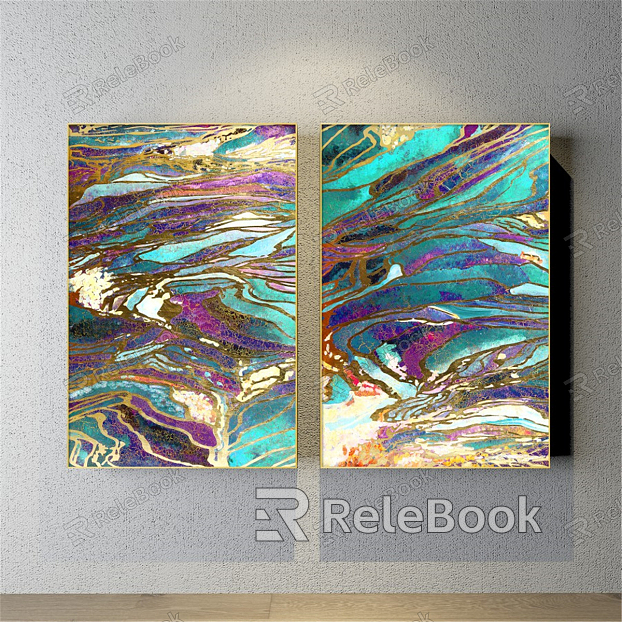 Modern abstract painting gold and silver living room abstract abstract color block decorative painting model