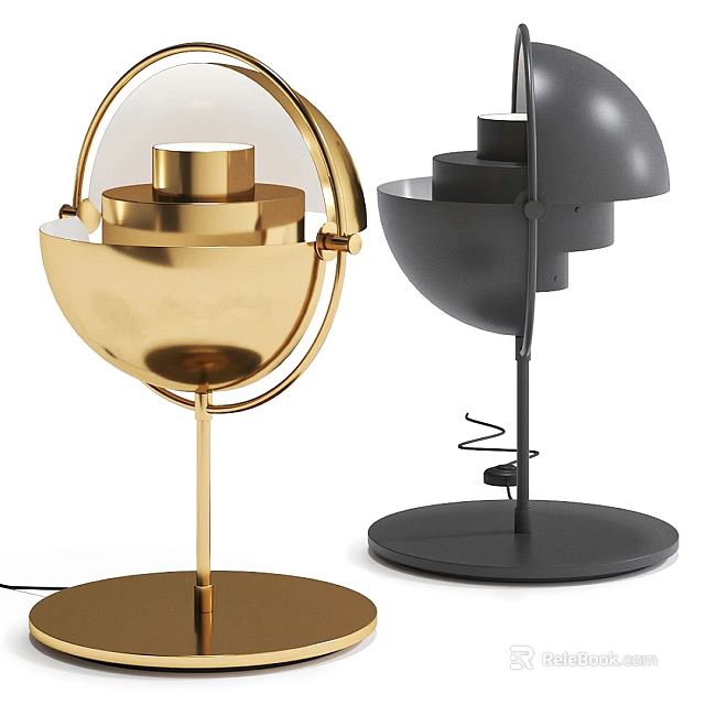 Modern Gold And Black Table Lamps With Spherical Structure And Layered Design 3d model 