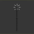 Spiked Mace Weapon With Long Metal Handle And Sharp Decorative Spikes