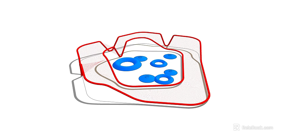 Colorful Playground Equipment With Red Frame And Blue Circles For Children Safe Play Area 3d model 