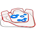 Colorful Playground Equipment With Red Frame And Blue Circles For Children Safe Play Area