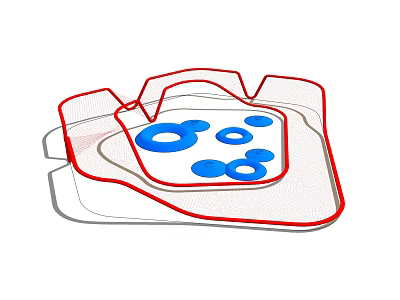 Colorful Playground Equipment With Red Frame And Blue Circles For Children Safe Play Area 3d model