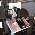 Stylish Headphones And Speakers In Pink Black Silver With Display Stand
