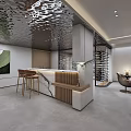 Modern Living Room Interior Design With Landscape Paintings Green Plants Coffee Table And Bookshelf