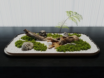 potted modern moss potted moss landscape plant landscape sketch fern landscape plant pile 3d model