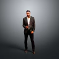 Man In Formal Suit Standing Against Gray Background With Confident Posture