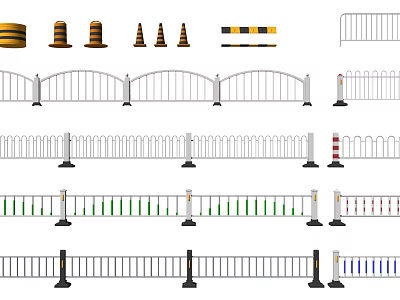 Various Metal Fence Designs With Different Styles And Rail Structures 3d model