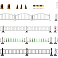 Various Metal Fence Designs With Different Styles And Rail Structures 3d model