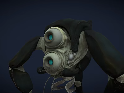 Game Movie Character With Robotic Design Large Blue Eyes And Mechanical Skeleton 3d model