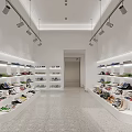 Shoe Store Modern Interior With White Shelves Displaying Various Footwear Collections Neatly Arranged