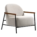 Modern Brown Single Sofa With Wooden Armrests Black Metal Legs And Upholstered Design