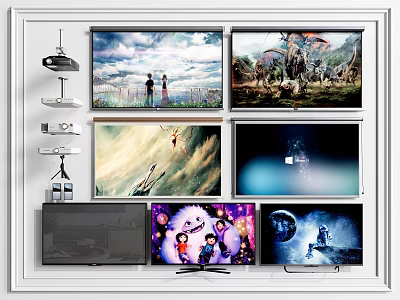 Projection Monitoring System With Multiple Screens Displaying Various Scenes And Visuals 3d model