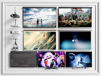 Modern Projector TV Home Projection Curtain Projector 3d model