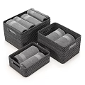 Woven Brown Storage Baskets With Handles And Grid Pattern For Home Organization 3d model