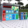 Public Outdoor Waste Sorting Facilities With Colorful Bins Digital Screen And Educational Posters
