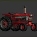 Red Classic Tractor Model With Detailed Design And Large Black Wheels 3d model