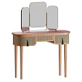 Elegant Dressing Table With Wooden Legs Plaid Drawers Green Tassel And Golden Frame Mirror