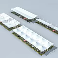 White Tension Membrane Covered Car Parking Structure With Multiple Bays Design 3d model