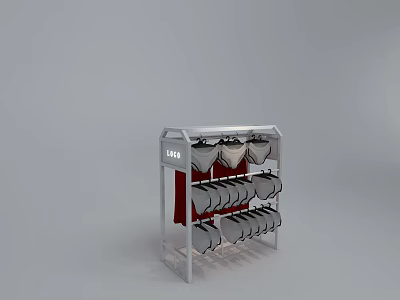 Metal Display Rack With Multiple Layers And Hanging Hooks For Retail Products 3d model