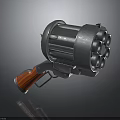 Multi Barrel Space Rocket Launcher With Metallic Structure And Wooden Grip