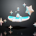 Decorative Ornament Set Featuring Floating Star Ornaments Blue White Base Pastel Colors Various Sizes