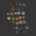 Vintage Coins In Various Colors And Sizes Scattered On Black Background