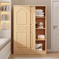 Modern Wooden Wardrobe With Double Doors and Shelves for Folded Clothes Pillows and Stuffed Toys