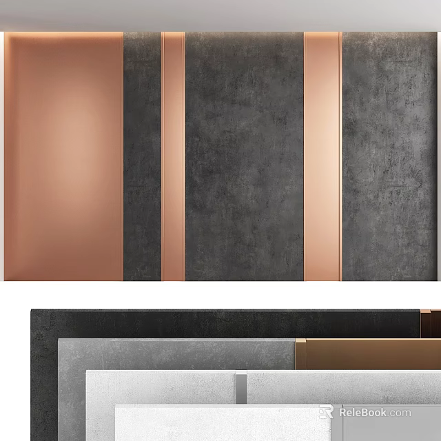 Modern Wall Decor Panels With Copper Dark Gray And Metallic Textured Combination Design 3d model