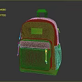 Olive Green Backpack With Brown Bottom Orange Label Zipper Pocket And Handle For Daily Use