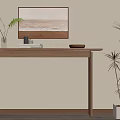Modern solid wood end view table 3d model