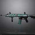 Sleek Modern Teal And Black Rifle With Tactical Design And Metallic Parts
