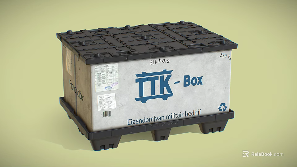 Industrial TTK Box For Military Company Liquid Storage With 360kg Capacity And Pallet Base 3d model 