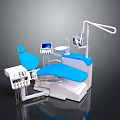 Professional Modern Dental Treatment Equipment With Blue Chair Adjustable Light Control Panel And Instrument Tray