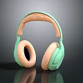 Over Ear Headphones With Mint Green And Peach Soft Ear Cushions And Adjustable Headband