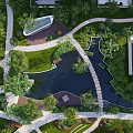 Serene Residential Landscape With Lush Greenery Water Features Winding Paths And Modern Buildings