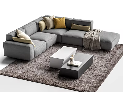 Arflex Multiplayer Sofa Corner Sofa Carpet Coffee Table 3d model