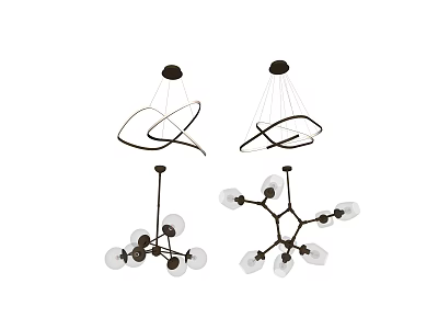 Modern Pendant Lights With Circular Design And Multi Head Metal Frame For Home Decor 3d model
