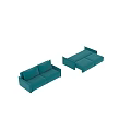 Teal Modern Fabric Sofa With Modular Convertible Sectional Design Style 3d model