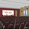 Modern Conference Room Interior With Wooden Walls White Seats And Linear Ceiling Lights