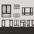 New Chinese style window combination casement window frame Chinese style floor-to-ceiling window broken bridge aluminum alloy window sliding window 3d model
