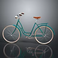 Classic Teal Bicycle With Brown Leather Seat And White Spoked Wheels