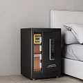 Black Security Safe With Electronic Keypad Lock And Internal Compartments Next To Sofa 3d model