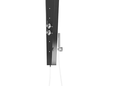 Modern Wall Mounted Black Faucet With Silver Control Knobs For Bathroom Design 3d model