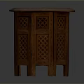 Traditional Wooden Round Dining Table Set With Carved Tabletop And Lattice Side Panels