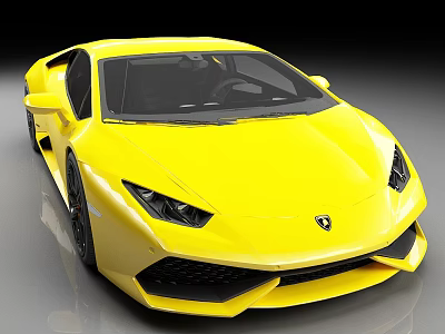Yellow Lamborghini Sports Car With Sleek Modern Body Design And Black Alloy Wheels 3d model
